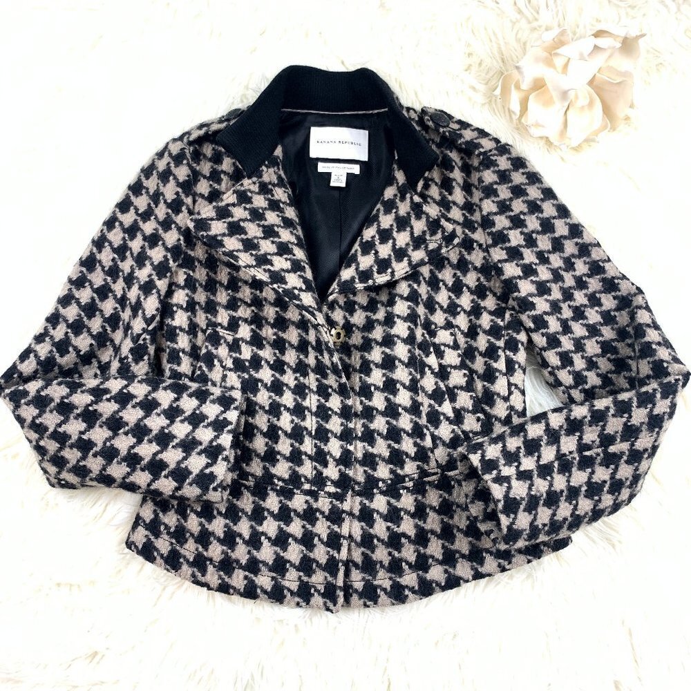 Banana Republic 100% Italian Wool Houndstooth Jacket Women's Petite Small